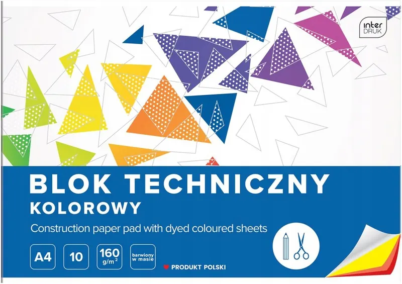 Blok techniczny kolorowy Interdruk A4 10 ark. 160g