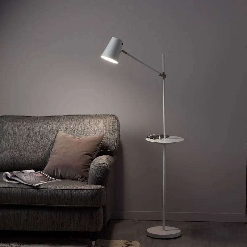 Lampa podłogowa Linear ładowanie USB, biała