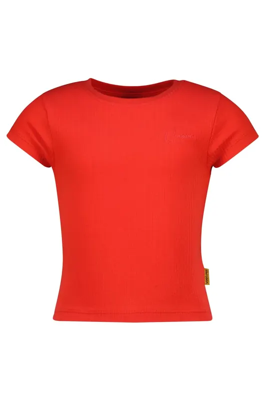 Vingino Girls Basic-crop Rib Tee T-shirt Breeze Red Maat: 10 | T-Shirts Outlet | kids | Rood