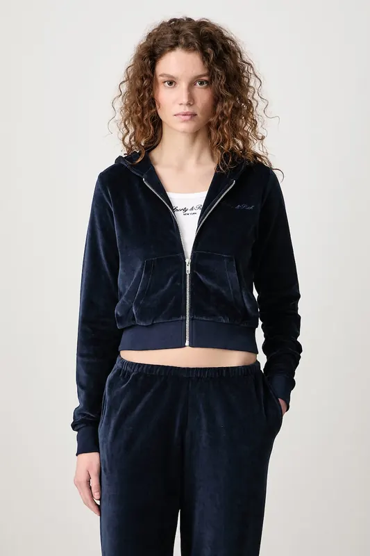 Sporty & Rich  Signature Logo Krystal bluza rozpinana z kapturem bawełniana damska