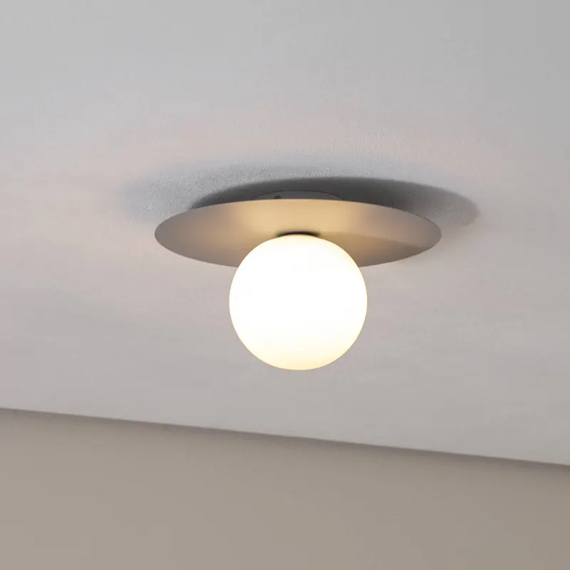 Lampa sufitowa Pixie, szara, szkło, Ø 25 cm, kulista, G9