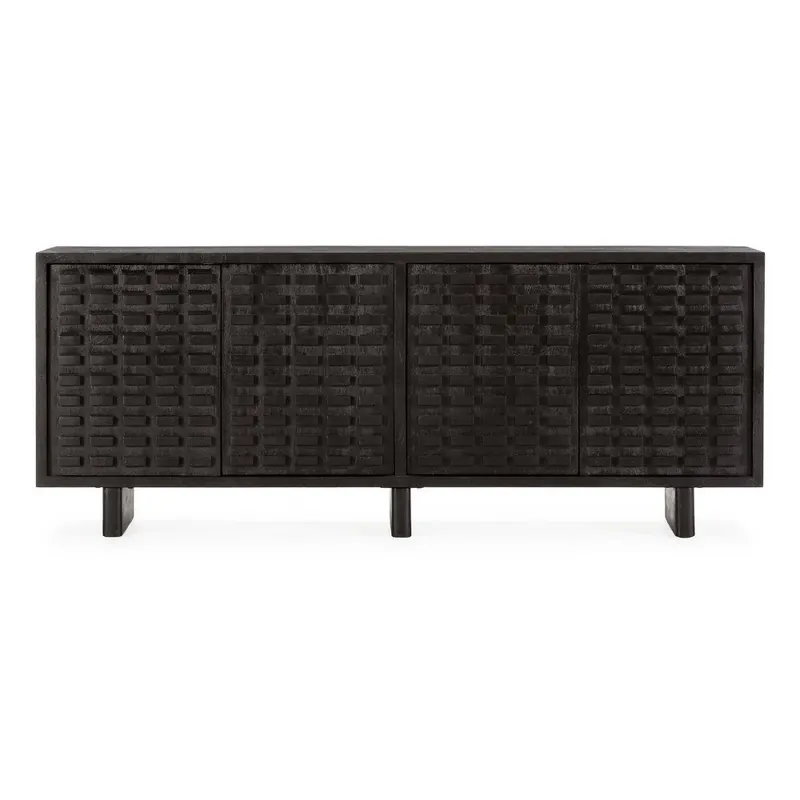 Czarna komoda z litego drewna mango 200x80x40 cm Inaya – MOME