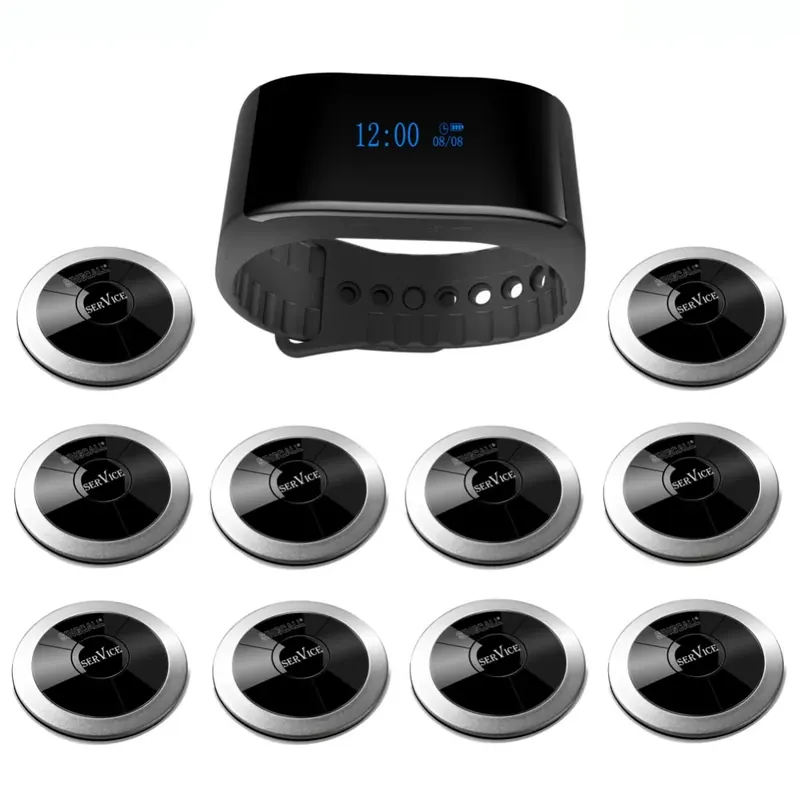 SINGCALL Wireless Calling System Restaurant Guest Paging Waiter Caller 10 Call Buttons and 1 Waterproof Receiver for Hotel, Cafe