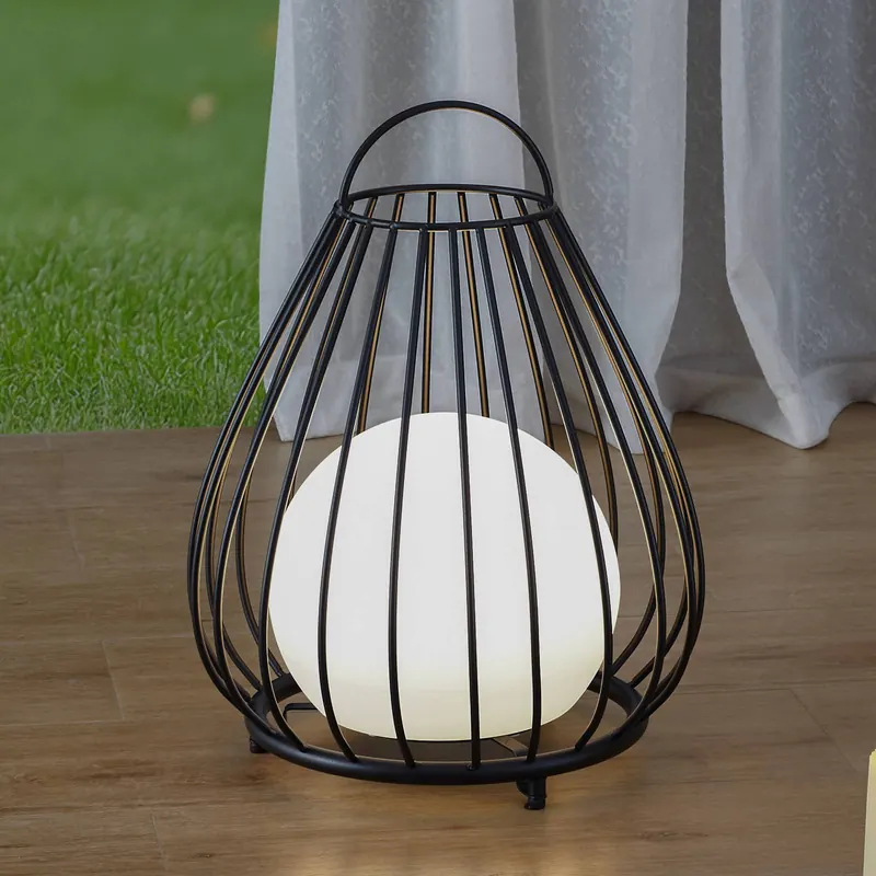 Lampa solarna LED Lindby Kelda, czarna, metalowa, 38 cm, ściemniana.