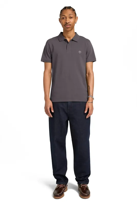 Timberland Short Sleeve Stretch Polo Dark Grey Maat: L | Poloshirts Outlet | Heren | Grijs