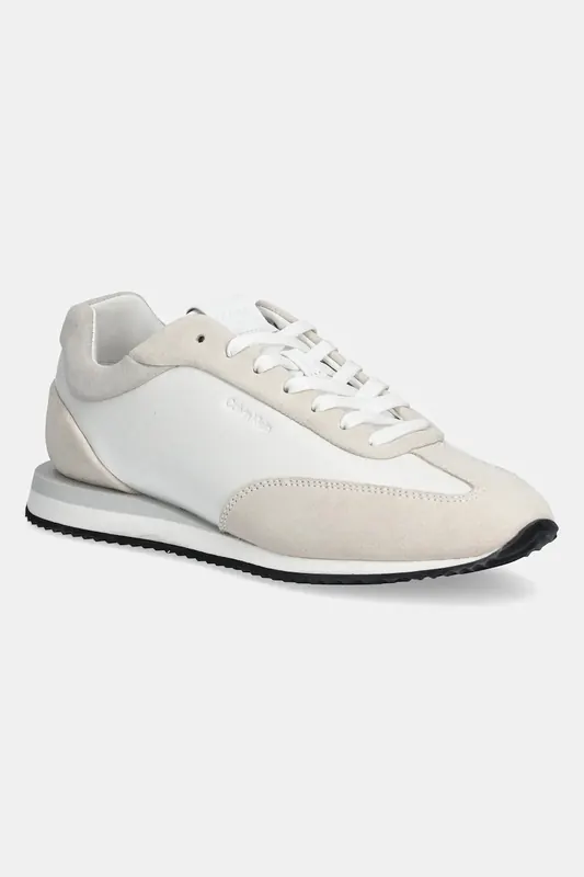 Calvin Klein sneakersy skórzane RUNNER LACE UP - LTH SUE MIX