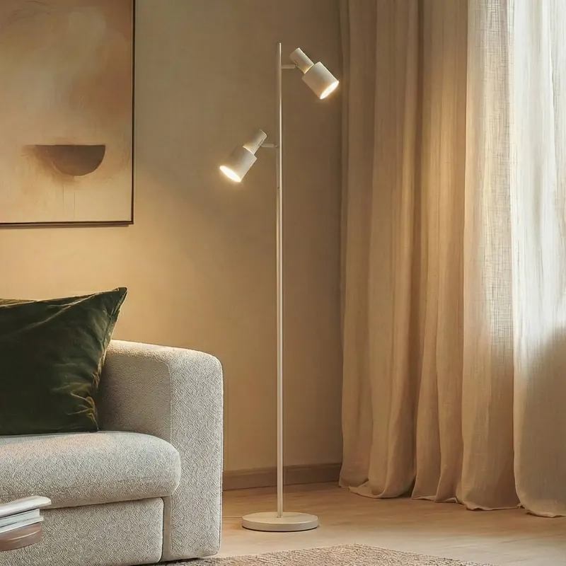 Lampa stojąca Lindby Ovelia, beżowy, metal, E27