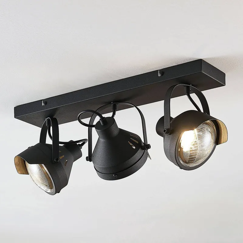 Reflektor sufitowy Lindby Henega, 52 cm, czarny, 3-punktowy