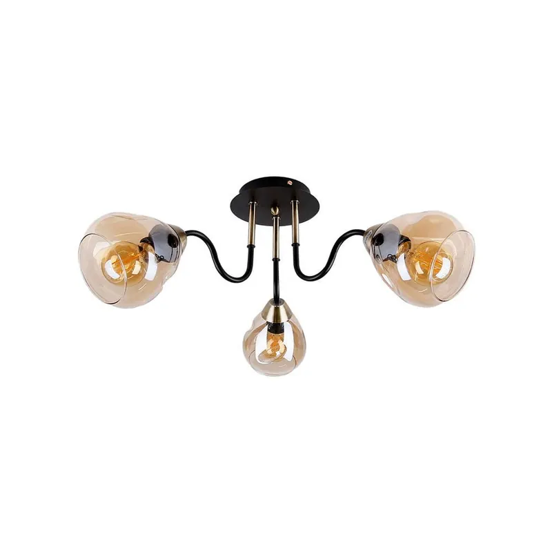 Lampa sufitowa w czarno-złotym kolorze ze szklanym kloszem Unica – Candellux Lighting