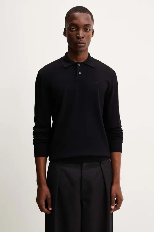 A.P.C. sweter wełniany polo jacob logo