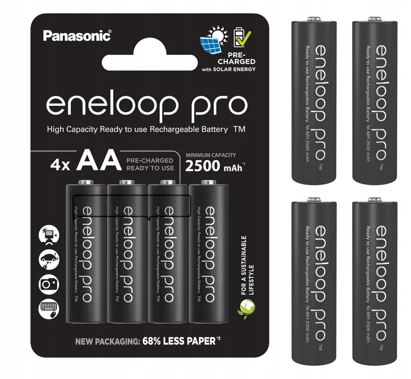 Oryginalne Akumulatorki Eneloop Pro Aa 2500 mAh 4x Foto/lampy 100% Japoński