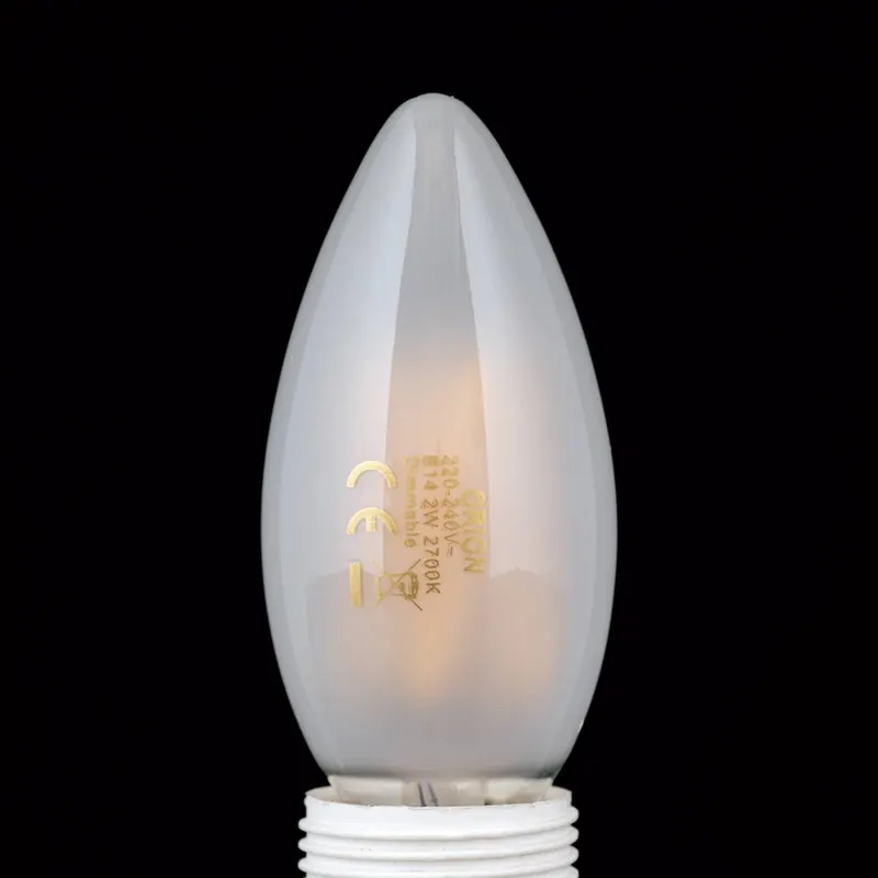 Żarówka LED E14 C35, matowa, 2W, 2700 K, 180 lm, ściemniana