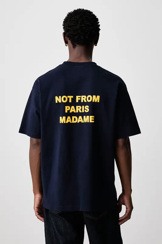 Drôle de Monsieur T-shirt męski bawełniany Bold Slogan