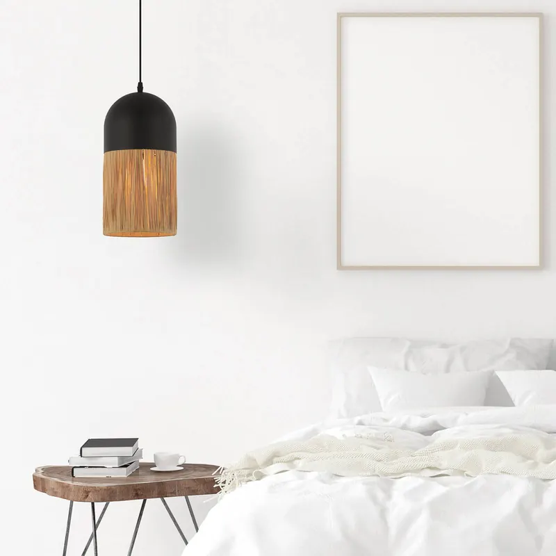 Lampa żyrandol 23071, kolor czarny/naturalny, Ø18cm, metal, papier