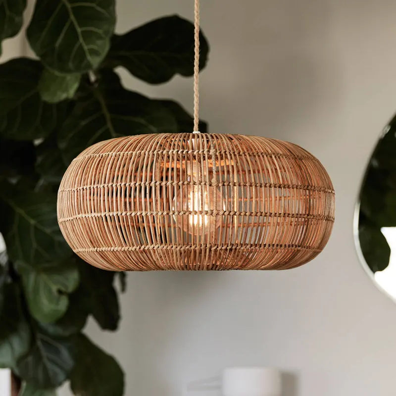 Lampa wisząca PR Home Zuri wykonana z rattanu, Ø 51 cm