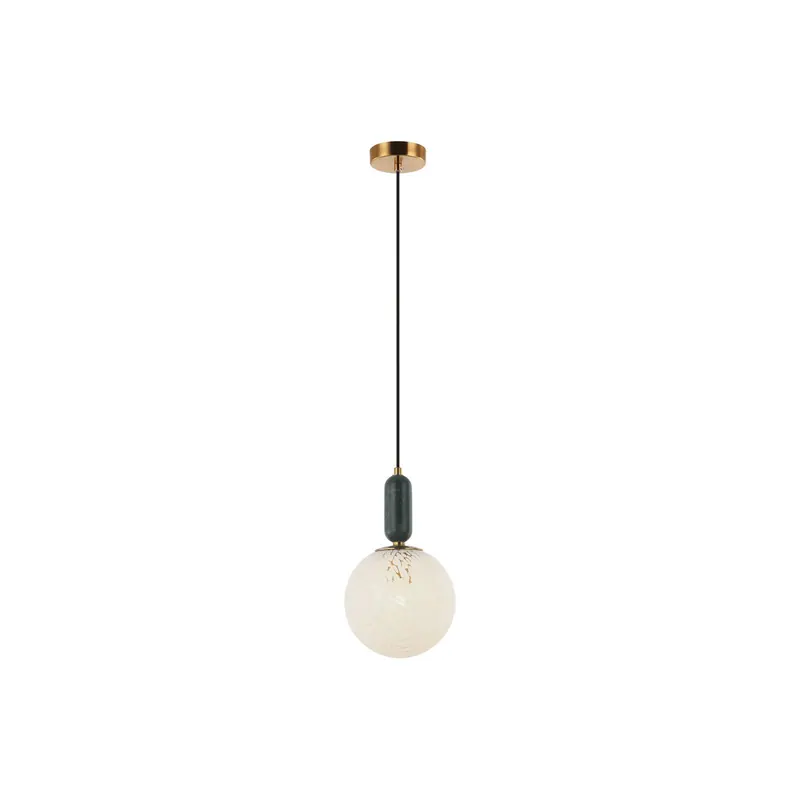Lampa wisząca Polly ze szklanym kloszem i marmurem Ø20cm
