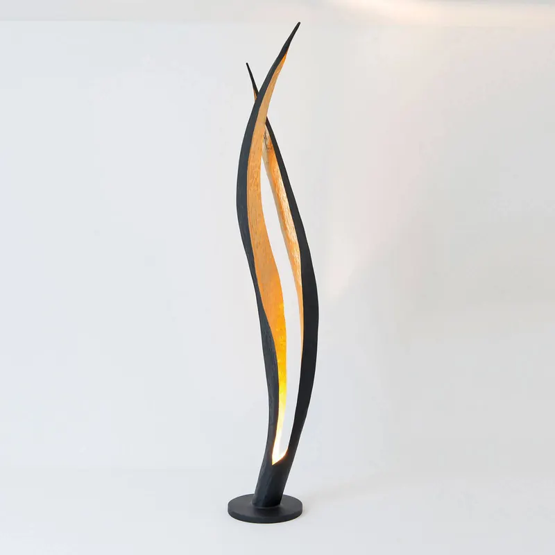 Lampa stojąca Barbone, brązowo-czarna, złota