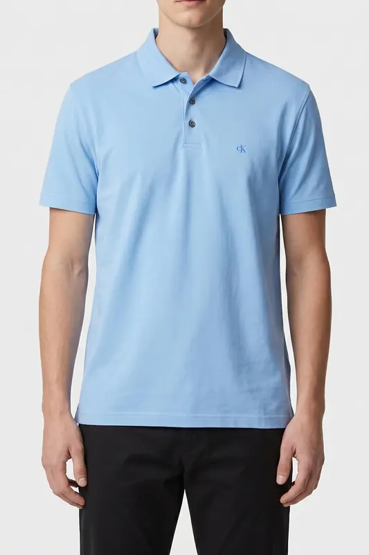 Calvin Klein Ss Supima Tee Track Blue Maat: L | Poloshirts Outlet | Heren | Blauw