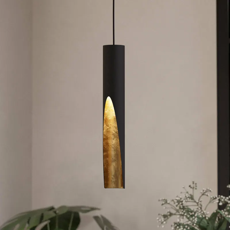 Żyrandol LED Barbotto, czarny/złoty, 1-pkt.