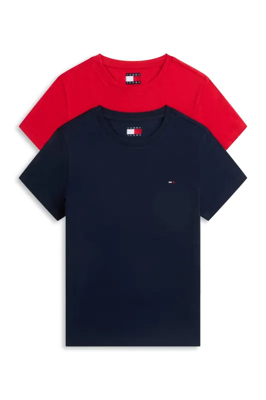 Tommy Hilfiger 2-pack C-neck Tee Dark Night Navy/amaryllis Red Maat: S | Tops Outlet | Dames | Blauw