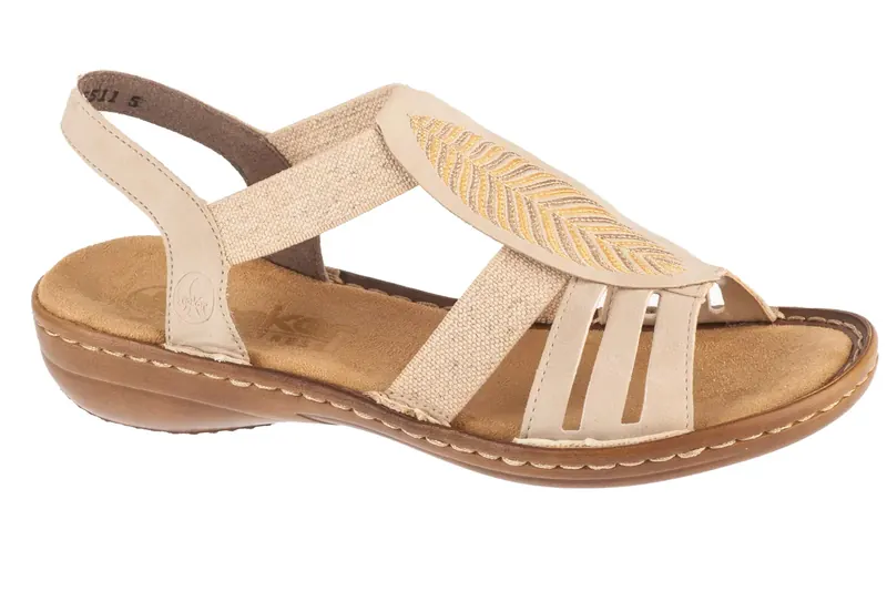 Rieker Sandals 608C0-62, Damskie, Beżowe, sandały, skóra syntetyczna, rozmiar: 36