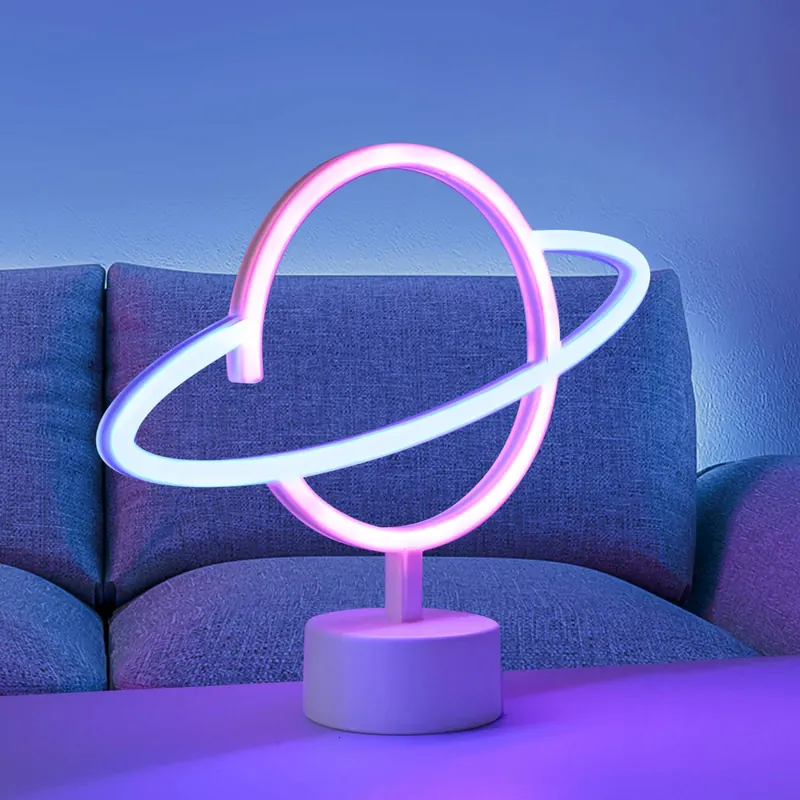 Lampa stołowa LED Neon Saturn, na baterie
