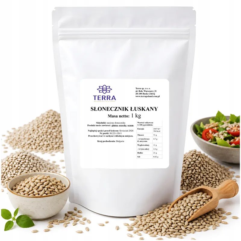 Słonecznik Łuskany Naturalny Ziarno Świeże Jakość Premium 1000 g 1 kg