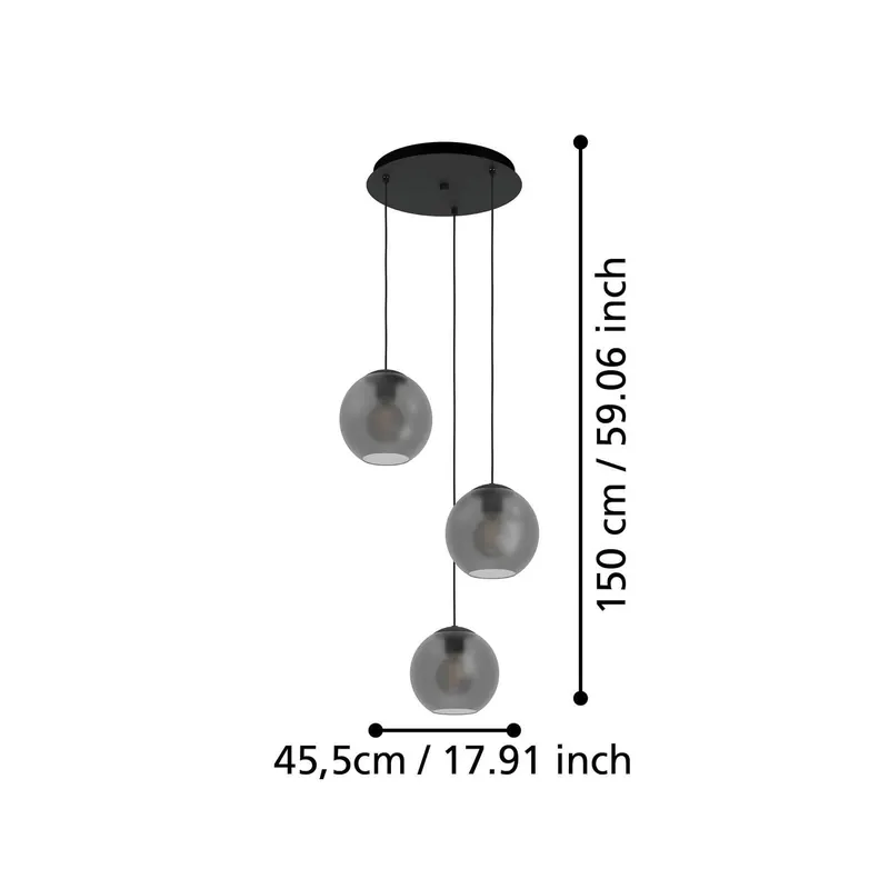 Żyrandol Stars of Light Arangona, szara, Ø 46 cm, 3-punktowy