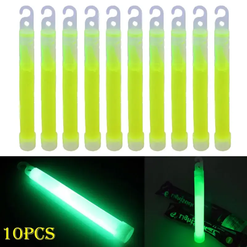 10/50 szt. Świecące pałeczki z haczykiem 15 cm, fluorescencyjne światło do wędrówek, biwakowania, na zewnątrz, na sytuacje awaryjne, na koncerty, imprezy, świecące pałeczki