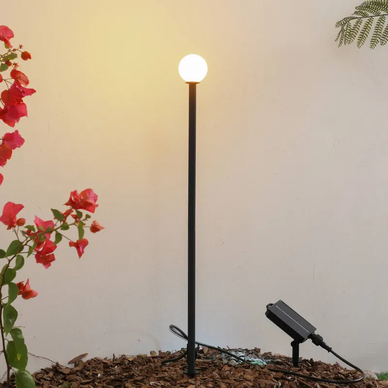 Lampa solarna LED Lindby Freydis, czarna, aluminium, 2000 K