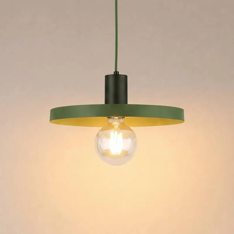 Lampa wisząca Sila, zielona, metalowa, Ø 30 cm, E27