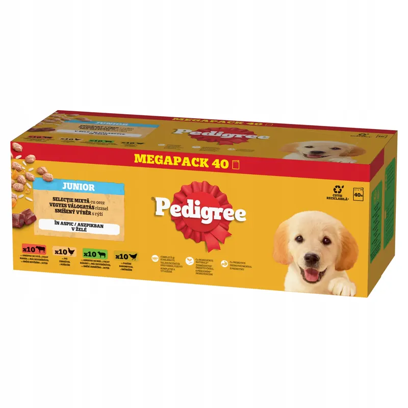 Saszetki Pedigree Junior Wybór Smaków Z Ryżem W Galaretce 40X100G