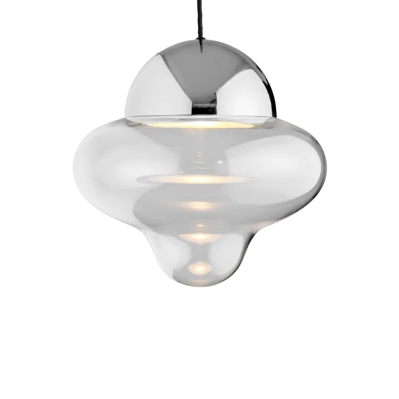 Żyrandol LED Nutty XL, przezroczysty / chromowany, Ø 30 cm, szkło