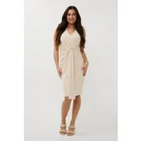 EsQualo Dress Slv/lss Waist Detail Sand Maat: 36 | Midi Jurken Outlet | Dames | Beige