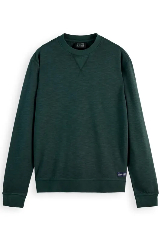 Scotch & Soda Garment Dye Structured Sweatshirt Amsterdam Green Maat: M | Sweaters Outlet | Heren | Groen