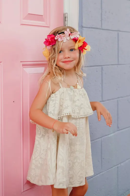Louise Misha Dress Metepec Cream Baroque Lace Maat: 9M | Jurken Outlet | kids | Beige