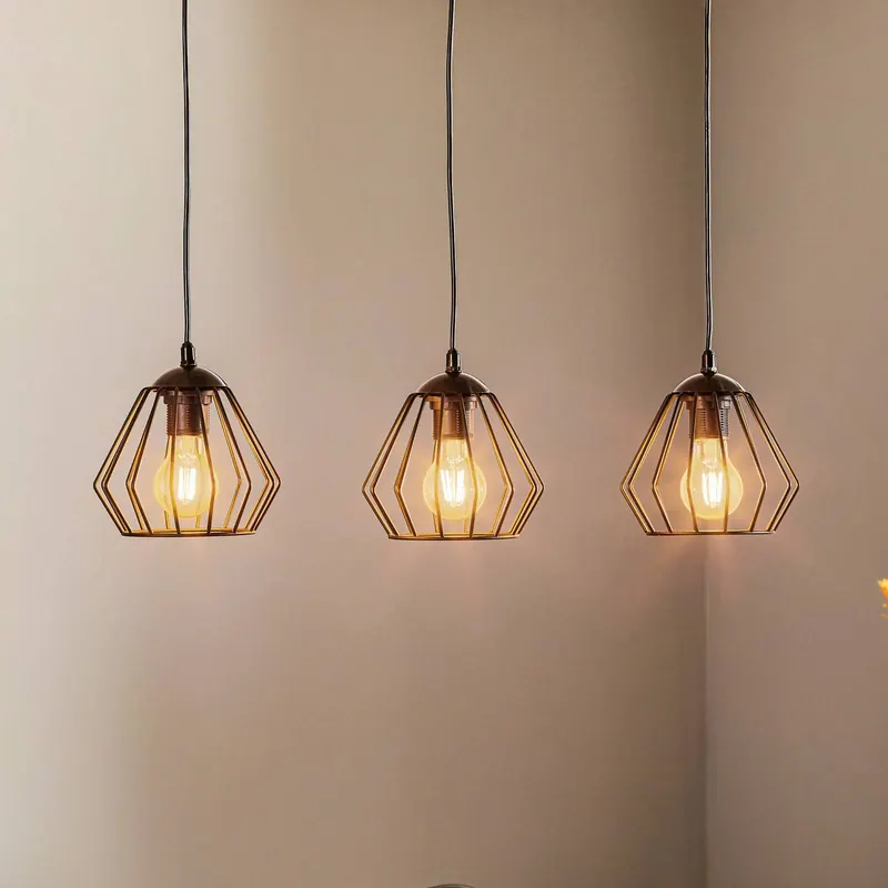 Lampa wisząca Agat czarna, 3-punktowa długa