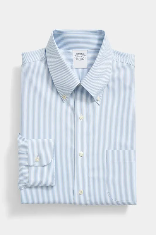 Brooks Brothers Regular Fit Non-iron Oxford Shirt With Button Down Collar Hy Maat: 39.5/34 | Zakelijke Overhemden Outlet | Heren | Blauw