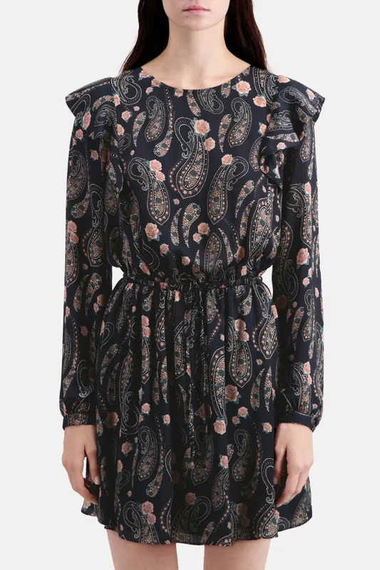 The Kooples Short Dress With Long Sleeves Black/pink Maat: 40 | Mini Jurken Outlet | Dames | Zwart