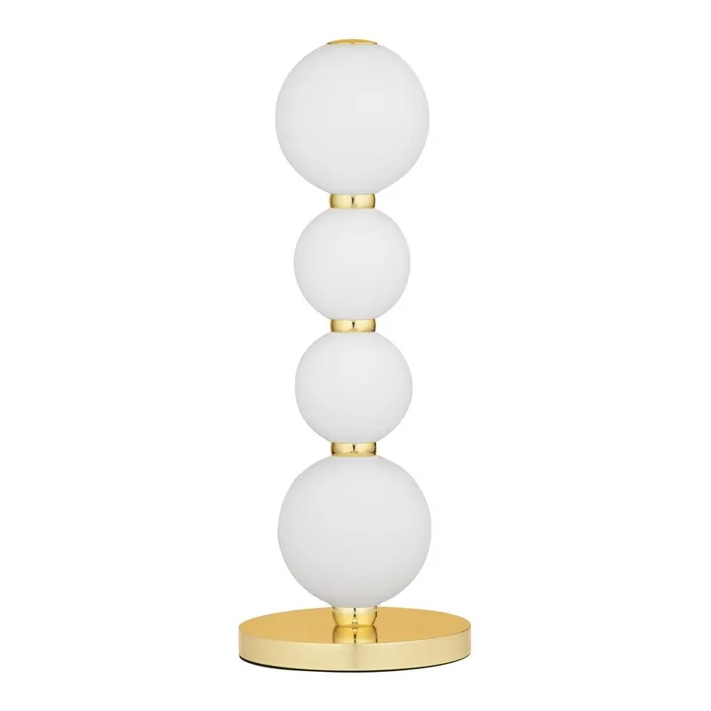 Biała/w kolorze złota metalowa lampa stołowa LED ze szklanym kloszem (wysokość 31 cm) Perla – Nova Luce
