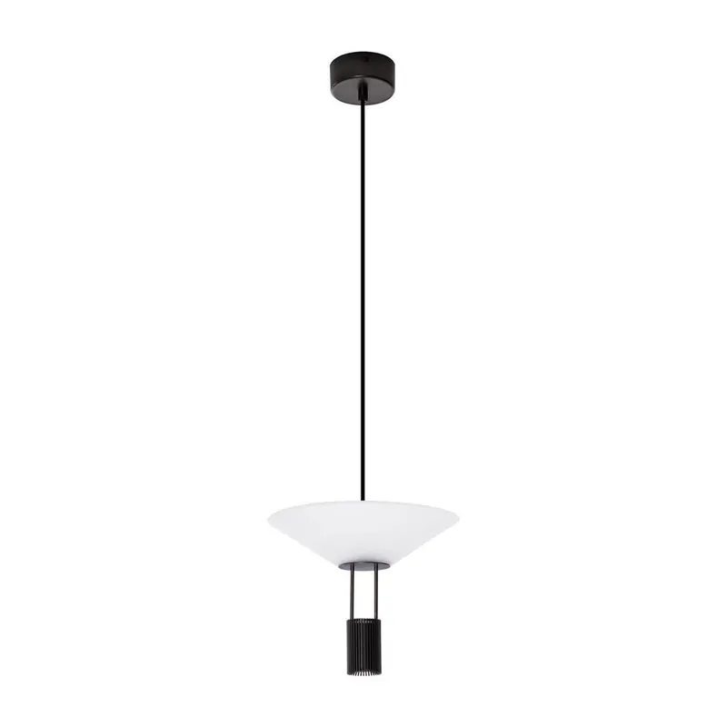 Aluminiowa lampa wisząca LED w kolorze matowej czerni z kloszem ze szkła akrylowego ø 22 cm Anafi – Nova Luce
