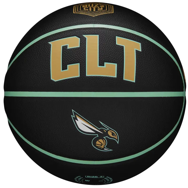Wilson NBA Team City Collector Charlotte Hornets Ball WZ4016404ID, Unisex, Czarne, piłki do koszykówki, Skóra kompozytowa, rozmiar: 7