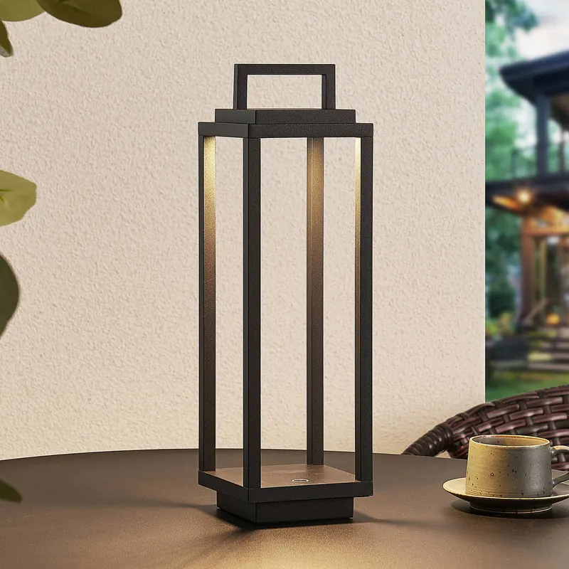Lampa zewnętrzna Lucande LED Mirina, czarna, akumulator, ściemniacz