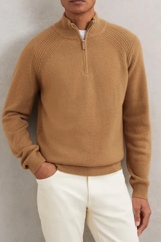 Reiss Ls Half Zip Jumper Camel Maat: XL | Coltruien Outlet | Heren | Bruin