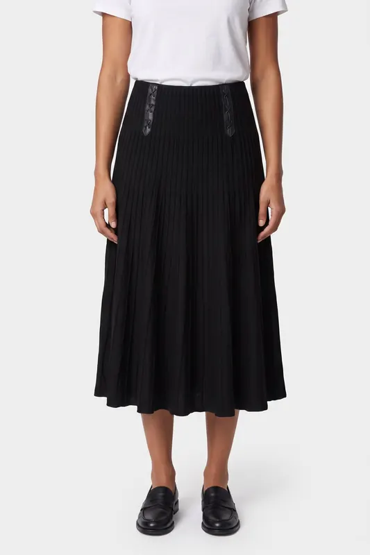 Moschino Bondage Lacing Wool Skirt Black Maat: 38 | Midi Rokken Outlet | Dames | Zwart