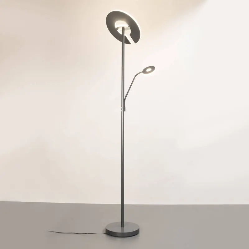 Lampa stojąca LED Dent, piaskowo-szara, 180 cm, metal, CCT, 2-punktowa.