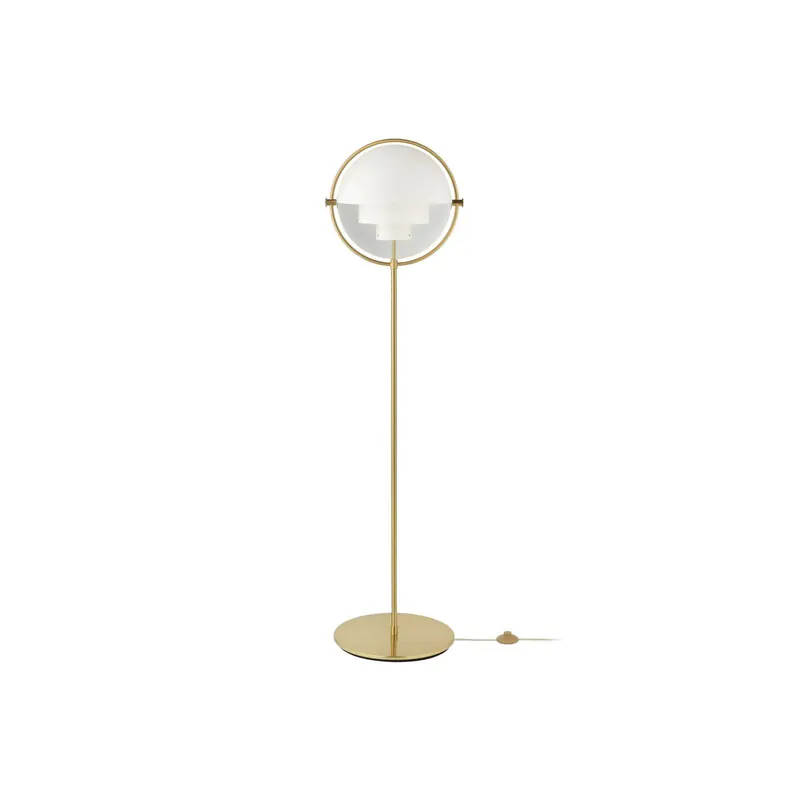 Lampa stojąca Gubi Multi-Lite, wysokość 148 cm, mosiądz/biały