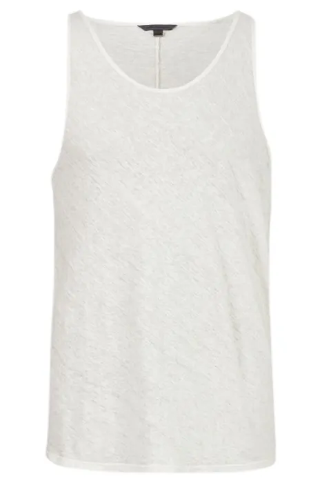 John Varvatos Broome Slim Fit Linen Tank Top With Cold Egg Shell Maat: XL | Tanktops Outlet | Heren | Wit