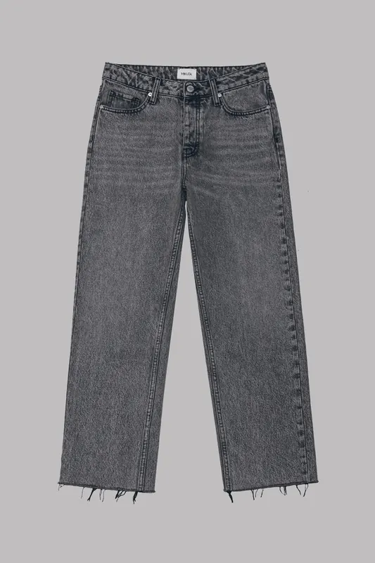 Mikuta The Grey Cropped Straight Jeans Maat: W26 | Straight Broeken Outlet | Dames | Grijs