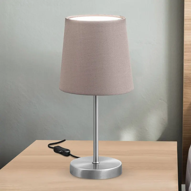 Lampa stołowa Kaneo, kolor taupe, wysokość 30,8 cm, metal, tkanina, E14